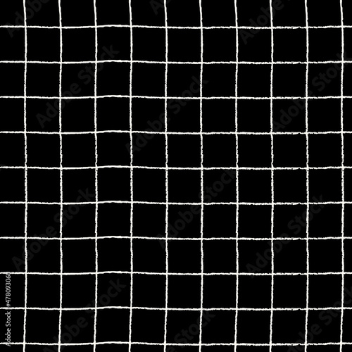 Seamless hand drawn multicolored grid pattern on dark background for wrapping paper, surface design and other design projects