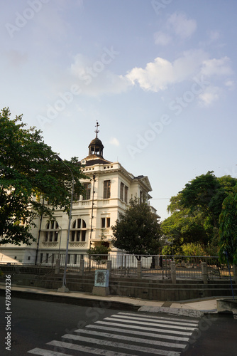 The old building, a legacy of the Dutch colonialists, is still standing strong because the Dutch architecture is characterized by thick and durable walls. Civil engineering and architects. Historical 