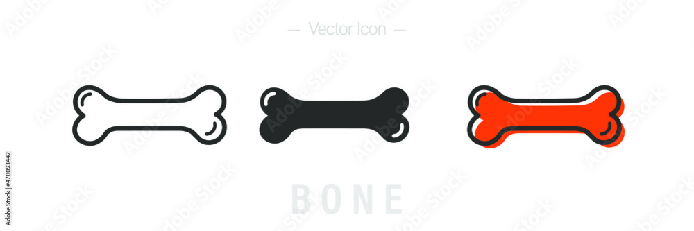 Bone icon. Editable Stroke. isolated on white background Bone icon. Editable Stroke. isolated on white background
