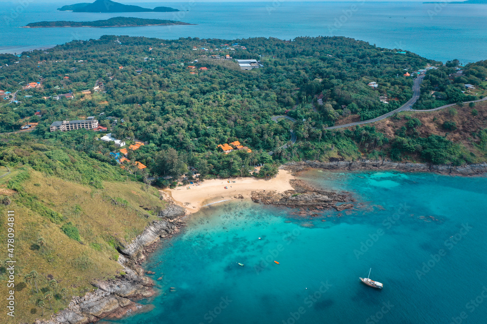 Naklejka premium Aerial view of Nai Harn beach in Phuket, Thailand