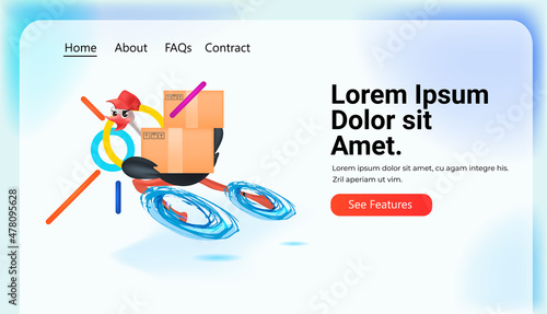 ostrich deliveryman carrying parcels express delivery cargo logistics or postal service concept