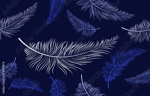 feather pattern. seamless pattern. Design for fabric, curtain, background, carpet, wallpaper, clothing, wrapping, Batik, fabric,Vector illustration