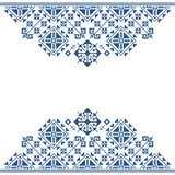 Balkan folk art vector greeting card styled as traditional Zmijanje embroidery pattern from Bosnia and Herzegovina
