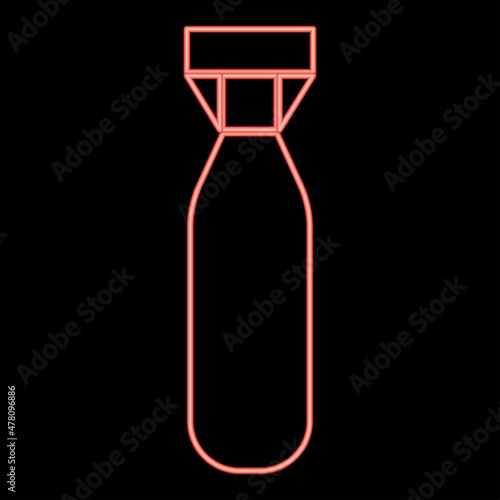 Neon military air bomb red color vector illustration image flat style
