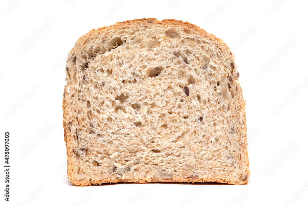 whole grain sandwich bread close-up on white plate whole grain sandwich bread close-up on white plate