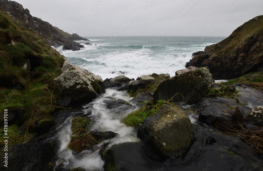 The waterfall at Pendour Cove, Zennor,  Cornwall