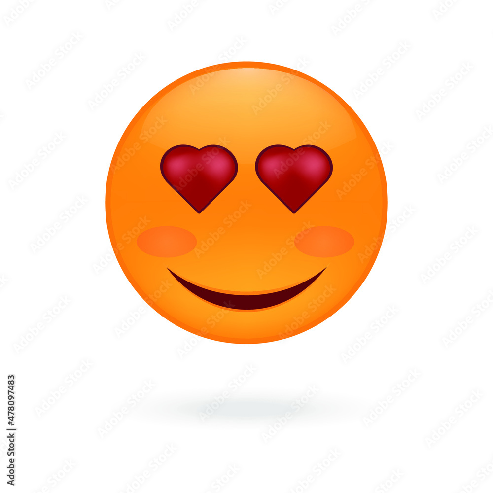 Smile in love. Emotion of the face. smiley face with heart Smile in love. Emotion of the face. smiley face with heart