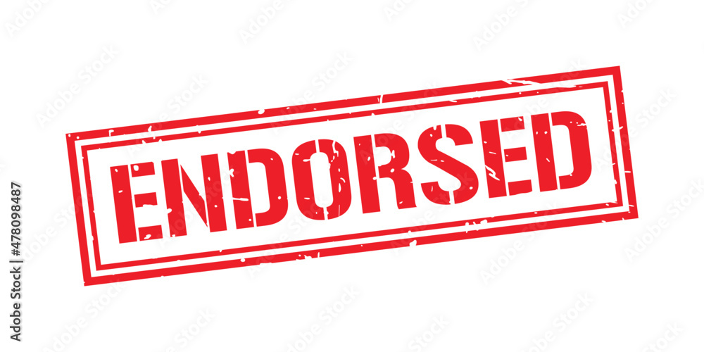 Endorsed word stamp symbol isolated on white background. Grunge red rubber stamps sign. Endorsed word stamp symbol isolated on white background. Grunge red rubber stamps sign.