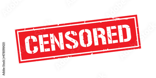 Grunge red censored word square stamp sign isolated on white background