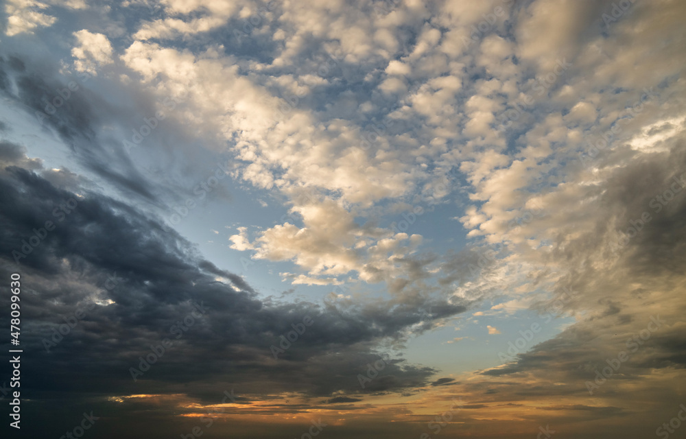 Fototapeta premium Cloudy sky, sunrise, texture, background