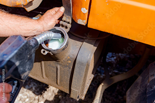 Wallpaper Mural Handle fuel nozzle to refuel, petrol is pouring into the tank of an industrial mechanization Torontodigital.ca