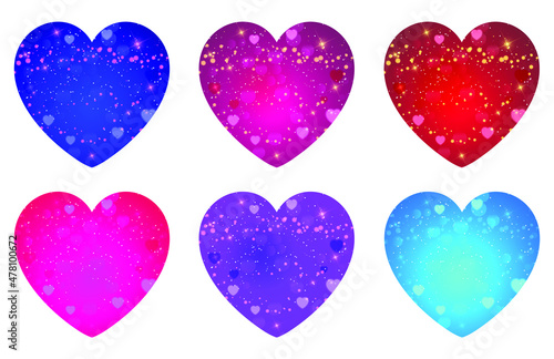 Valentine Dazzling Sparkling Colorful Hearts