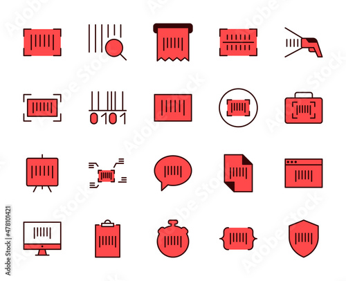 Bar code icon set. Collection of high-quality color outline logo for web site design and mobile apps. Vector illustration on a white background.