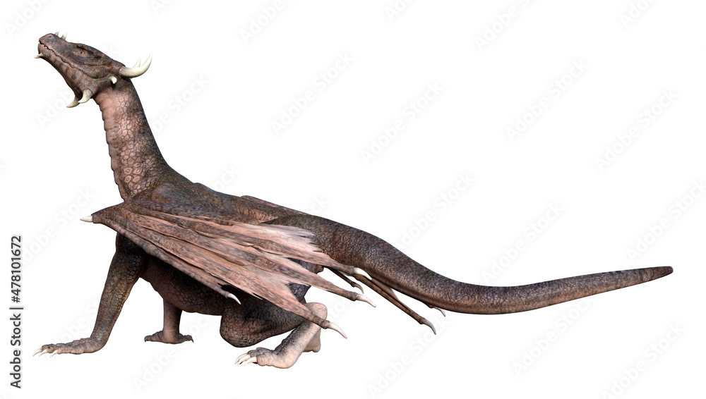 Obraz premium 3D Rendering Fairy Tale Dragon on White