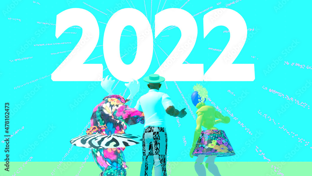 Naklejka premium 2022 is going to be the most important year for the metaverse. 2022 the year of Metaverse, nft and play-to-earn in meta