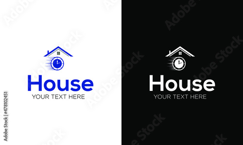 house and time construction real estate vector logo template