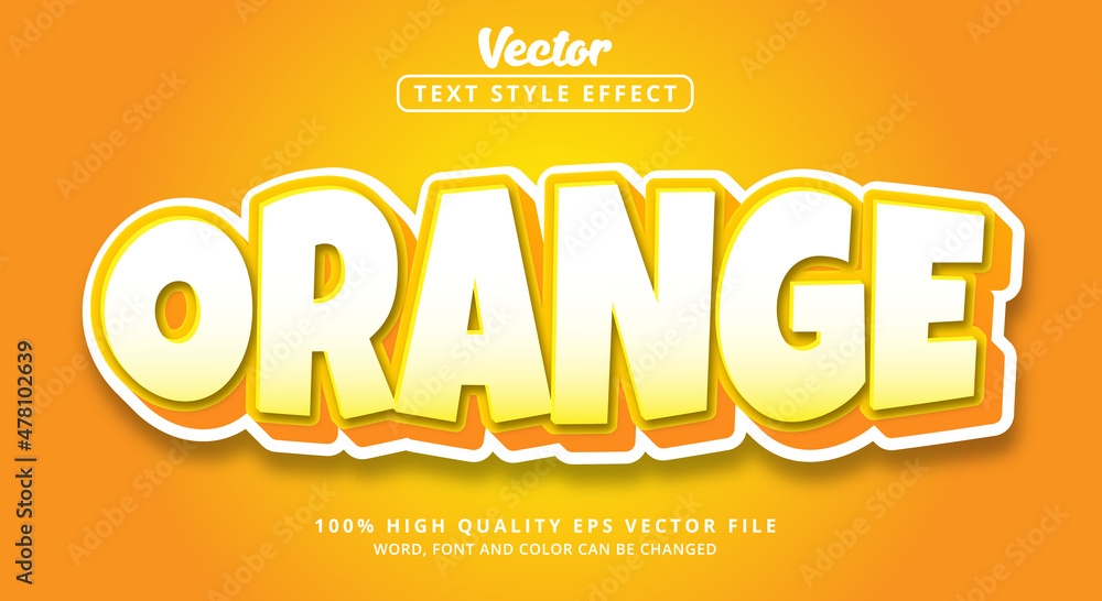 Editable text effect, Orange text with color orange style