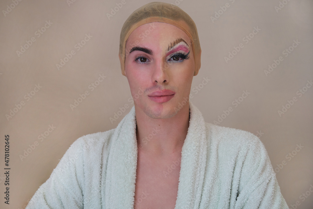 Half man half woman make up person. Drag queen person with and without make up. Half man half woman make up person. Drag queen person with and without make up.