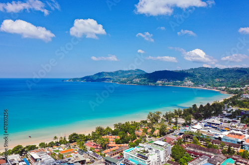 Aerial view in Patong beach in Phuket Province, Thailand