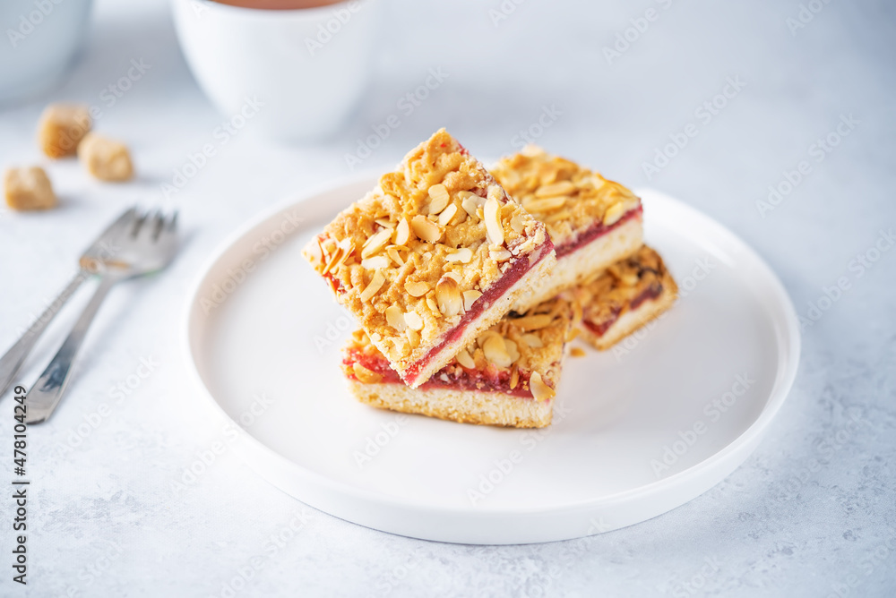 Sweet shortbread cookies with berry jam in a plate Sweet shortbread cookies with berry jam in a plate