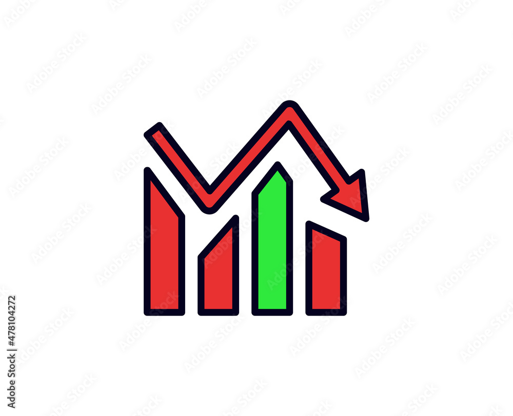 Down line icon. Vector symbol in trendy flat style on white background. Down sing for design. Down line icon. Vector symbol in trendy flat style on white background. Down sing for design.