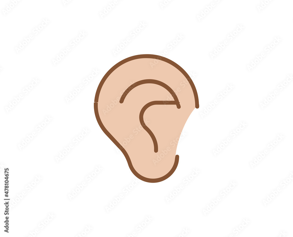 Ear flat icon. Thin line signs for design logo, visit card, etc. Single high-quality outline symbol for web design or mobile app. Medical outline pictogram. Ear flat icon. Thin line signs for design logo, visit card, etc. Single high-quality outline symbol for web design or mobile app. Medical outline pictogram.