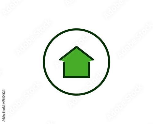 Green house flat icon. Single high quality outline symbol for web design or mobile app. House thin line signs for design logo, visit card, etc. Outline pictogram EPS10