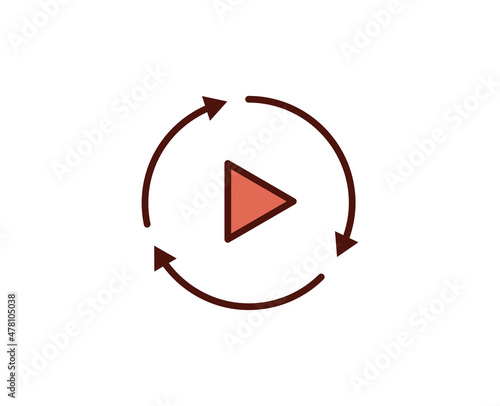 Play flat icon. Thin line signs for design logo, visit card, etc. Single high-quality outline symbol for web design or mobile app. Siign outline pictogram. photo