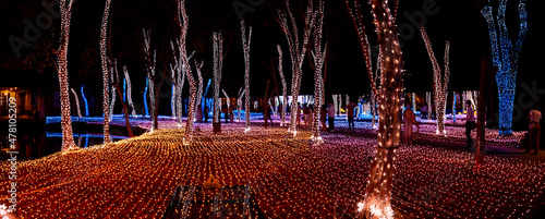 Buddhist tradition light festival in Ratchaburi, Nasatta, Thailand photo