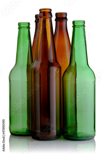 Empty glass beer bottles