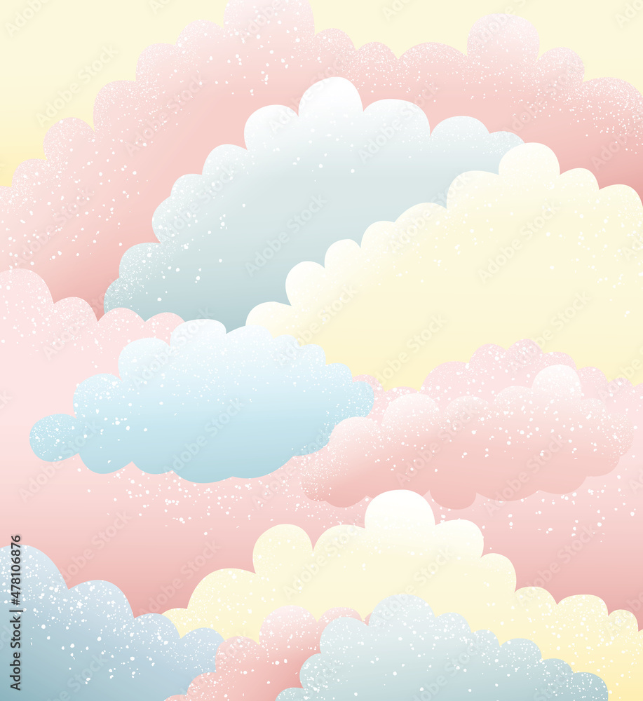 Pastel vector clouds and sky background