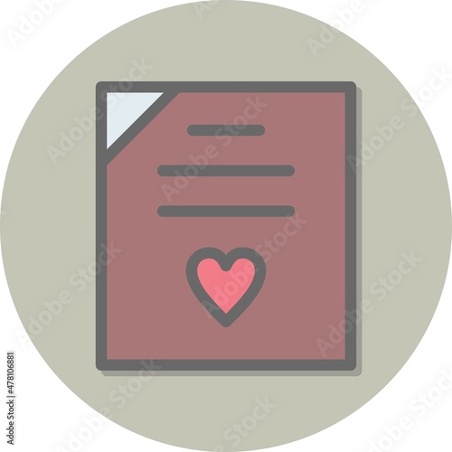 Wedding Contract Line Filled Circle Vector Icon Design