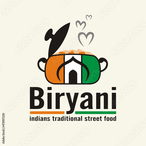 biryani logo vector - indian street food - traditional culinary - business mascot brand