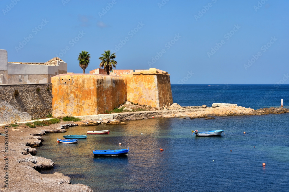 glimpse of the seafront of Trapani Sicily Italy
