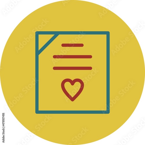 Wedding Contract Line Two Color Vector Icon Design