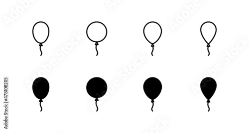 Fotografiet Balloon icons set. Party balloon sign and symbol