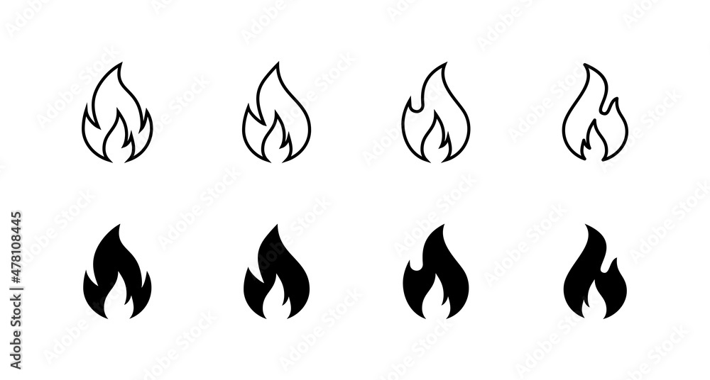 Fire icons set. fire sign and symbol Fire icons set. fire sign and symbol