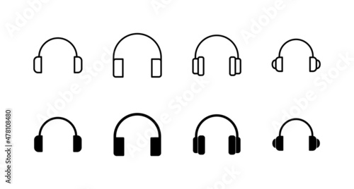 Headphone icons set. Headset sign and symbol