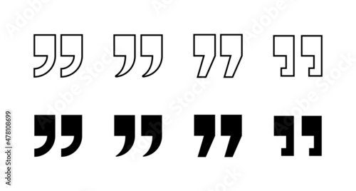 Quote icons set. Quotation mark sign and symbol