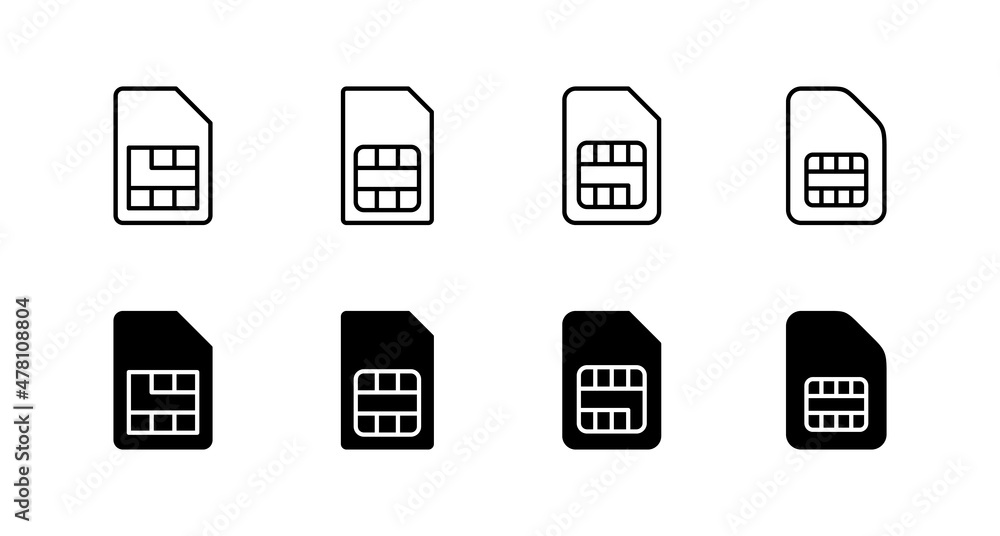 Sim card icons set. dual sim card sign and symbol Sim card icons set. dual sim card sign and symbol