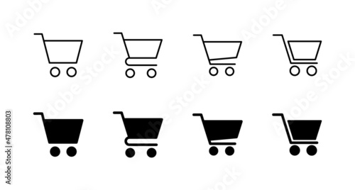 Shopping icons set. Shopping cart sign and symbol. Trolley icon