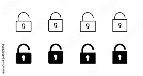 Unlock icons set. Unlock sign and symbol. unlocked padlock icon