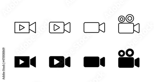 Video icons set. video camera sign and symbol. movie sign. cinema