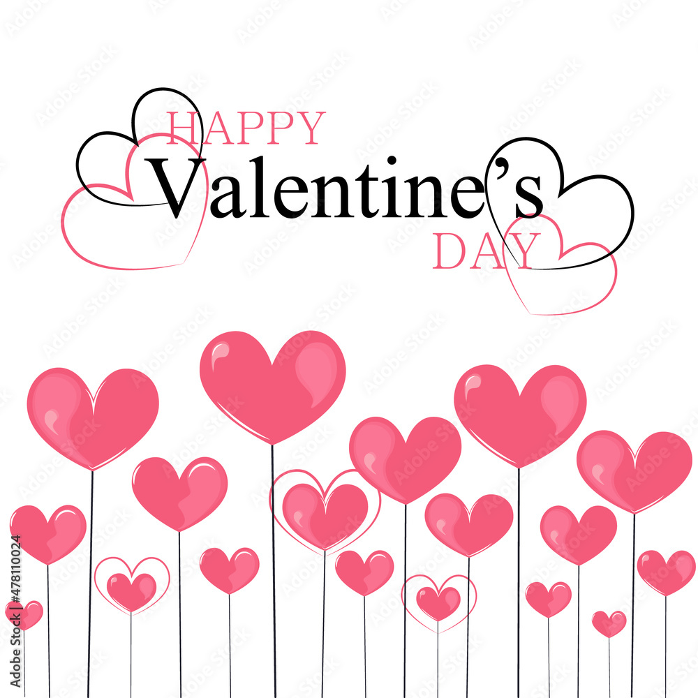 Valentine's day background. Vector illustration.  Pink hearts.Design for Valentine's Day. Background for greeting cards, brochures, templates, websites.