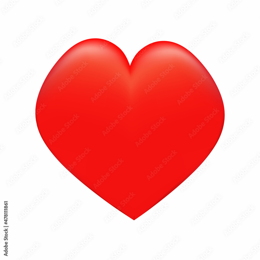 Red heart on white background. Vector illustration