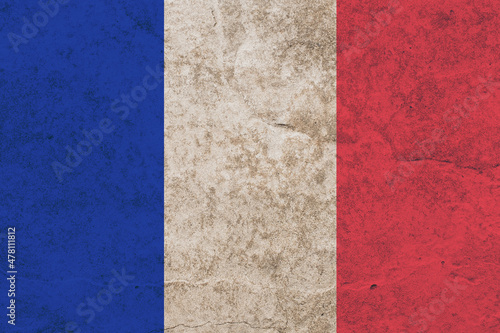 France flag. Vintage texture style