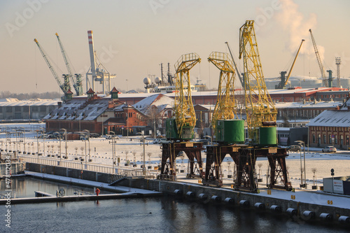 Winter in Stettin (Szczecin); Blick auf die historische Hafeninsel Lastadie