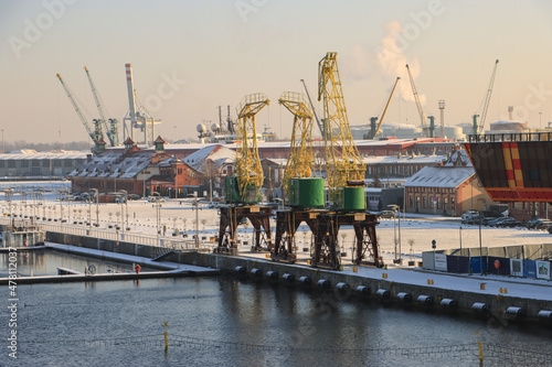 Winter in Stettin (Szczecin); Blick zur historischen Hafeninsel Lastadie