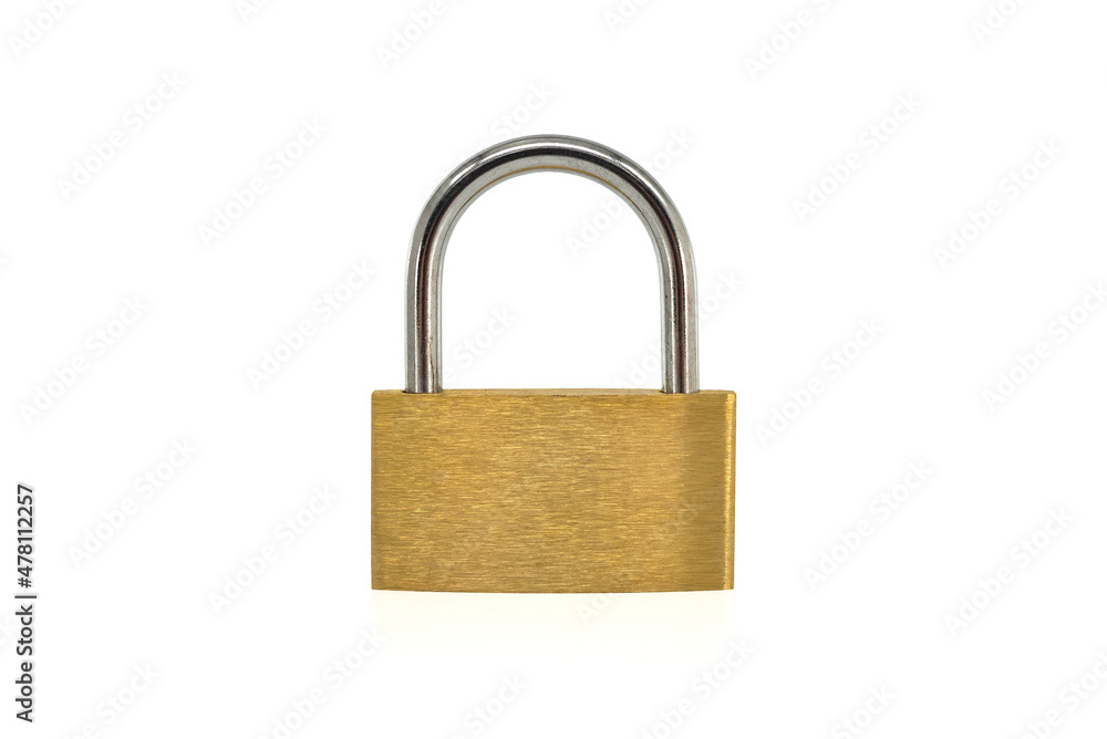 Brass pad lock isolated on the white background Brass pad lock isolated on the white background