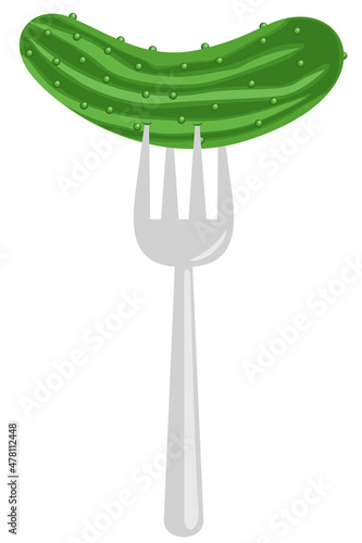 Cucumber pickled on a fork
